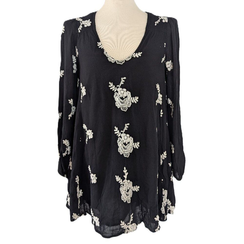 Free People Austin Embroidered Roses Mini Dress